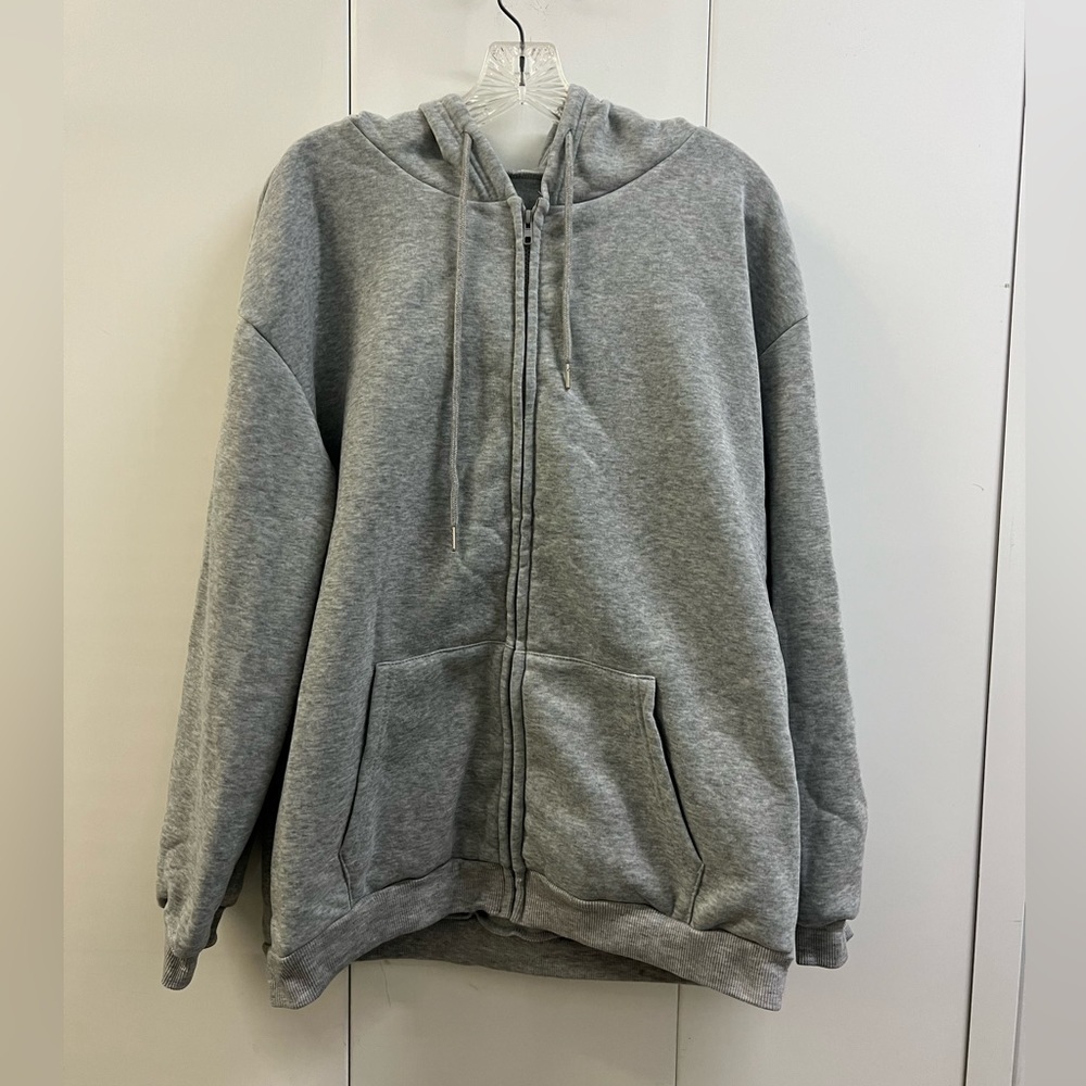 Like New SHEIN Oversized Long Sleeve Hooded Jacket with Zipper